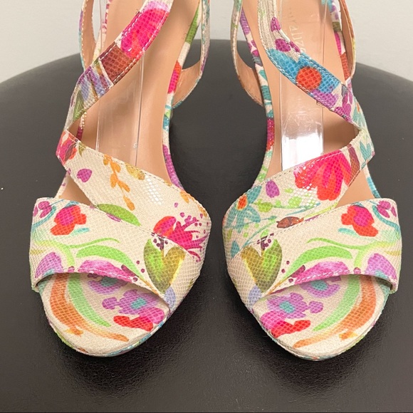 Naturalizer Impulse Floral Open Toe 3.25 Inch Heels Cream Red Pink 8N 8 Narrow - Picture 4 of 13